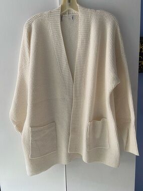 Cozy Open-Front Cream Knit Sweater Cardigan
